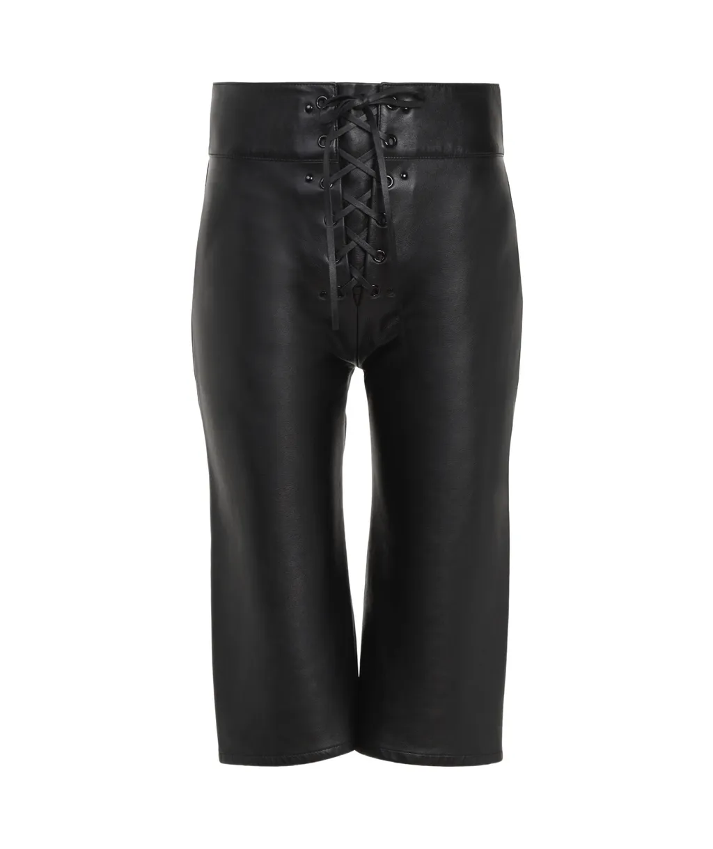 Lace-Up Leather Capri Trousers