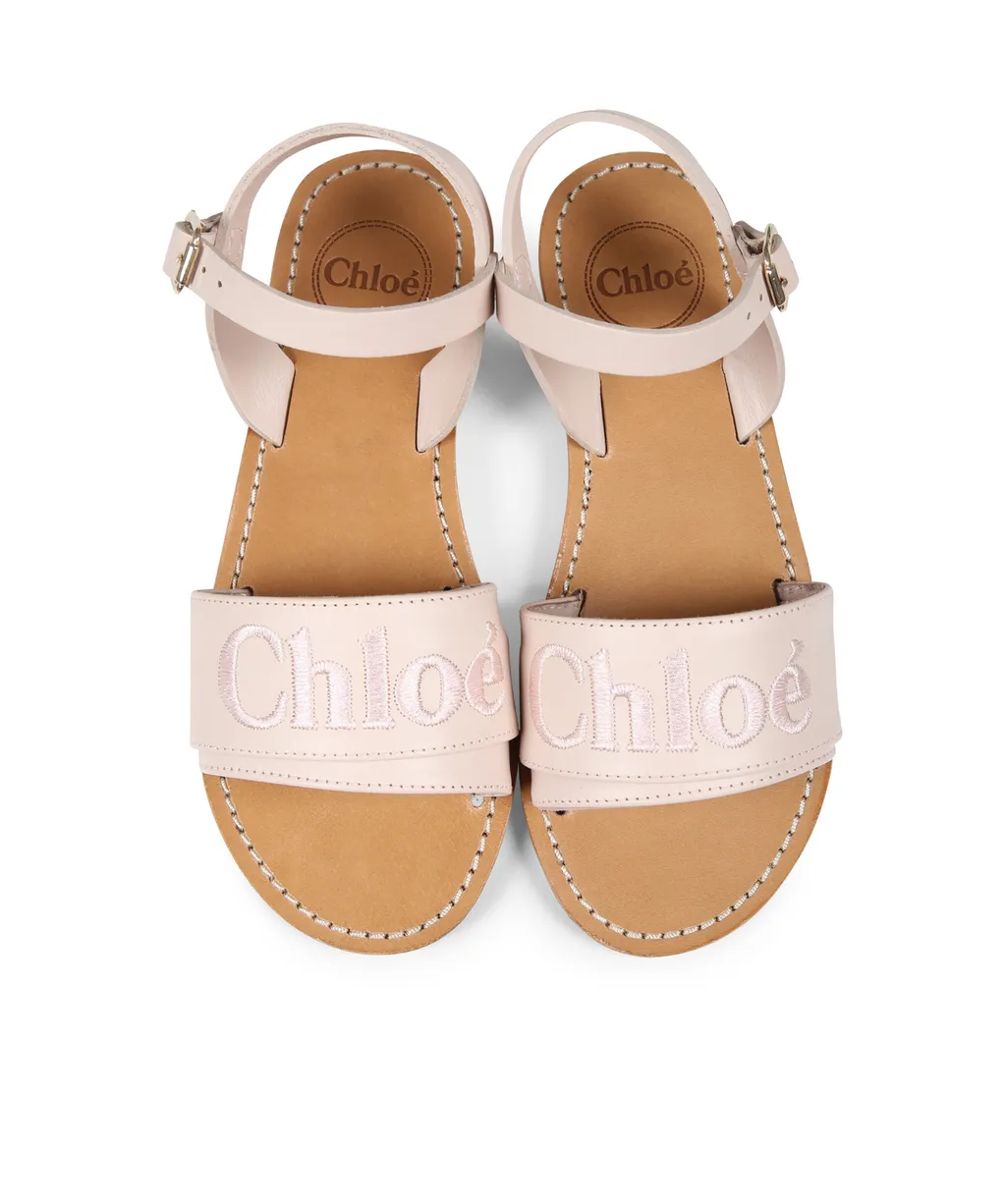Logo Embroidered Buckle-Strap Sandals