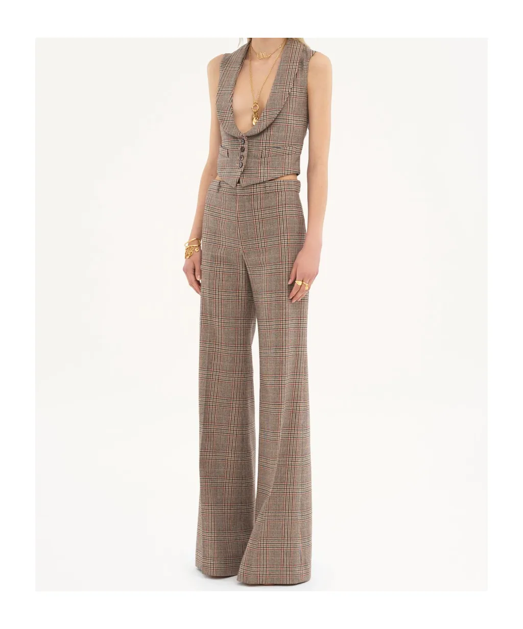 Plaid Wool Bell Bottoms
