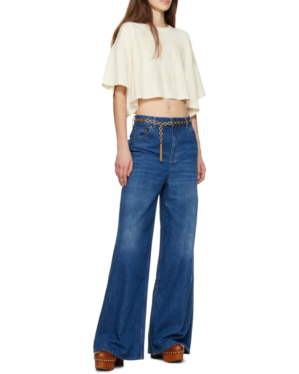 Logo Detailed Oversized Cropped T-Shirt