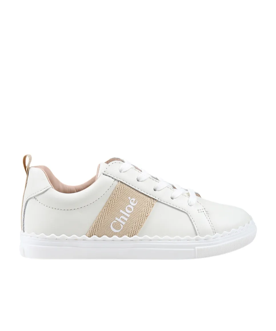 Logo Printed Round Toe Sneakers