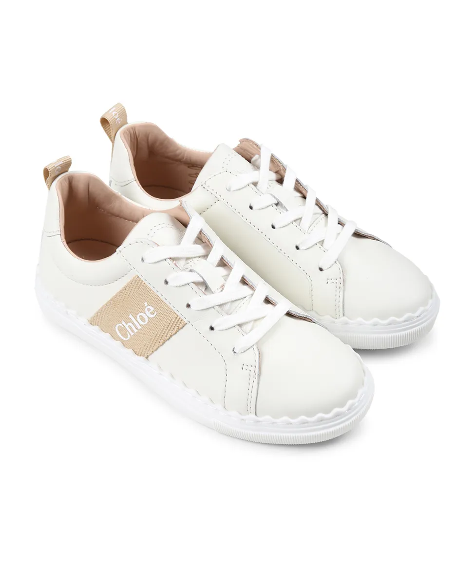 Logo Printed Round Toe Sneakers