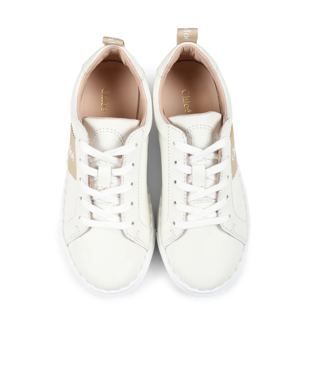 Logo Printed Round Toe Sneakers
