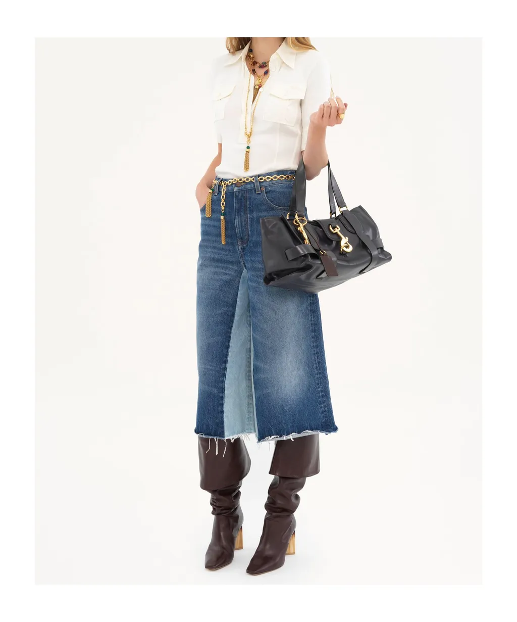 Patchwork Denim Skirt