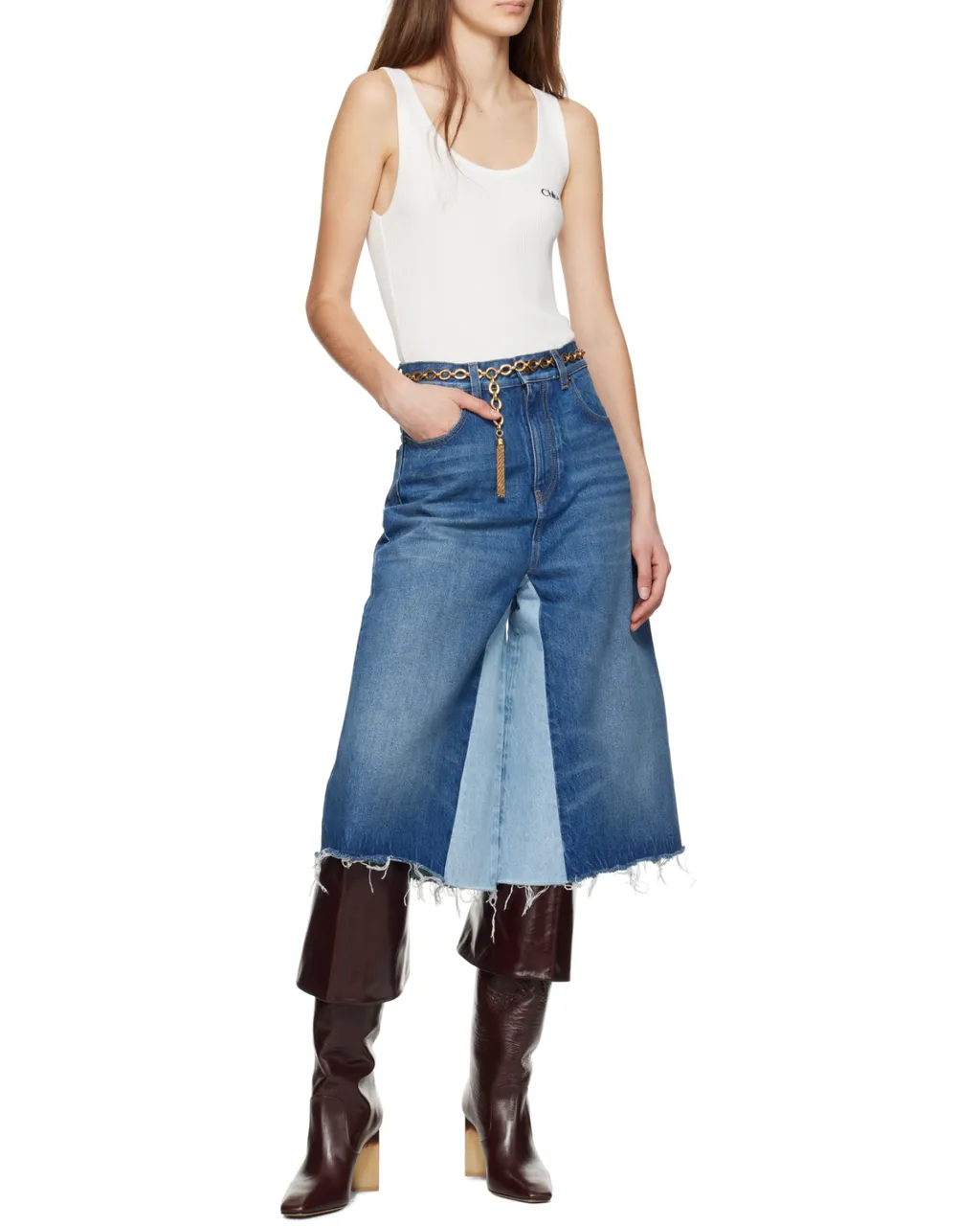 Patchwork Denim Skirt