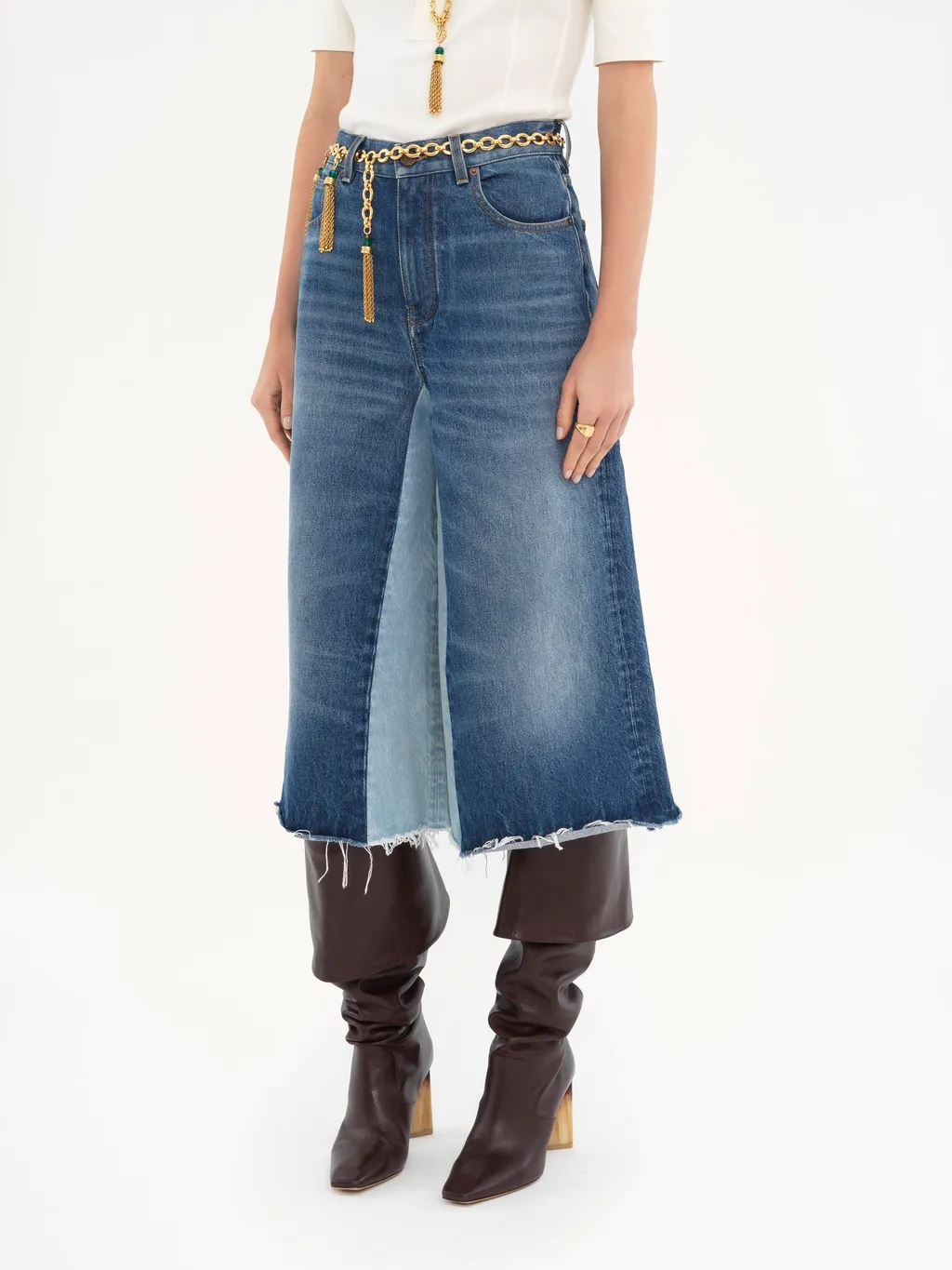 Patchwork Denim Skirt