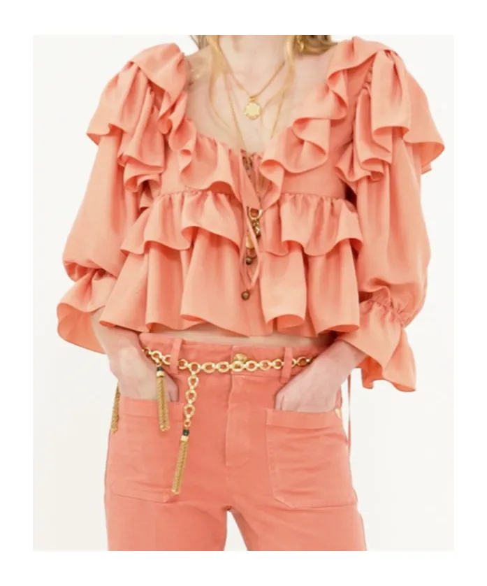 Ruffled Cropped Blouse