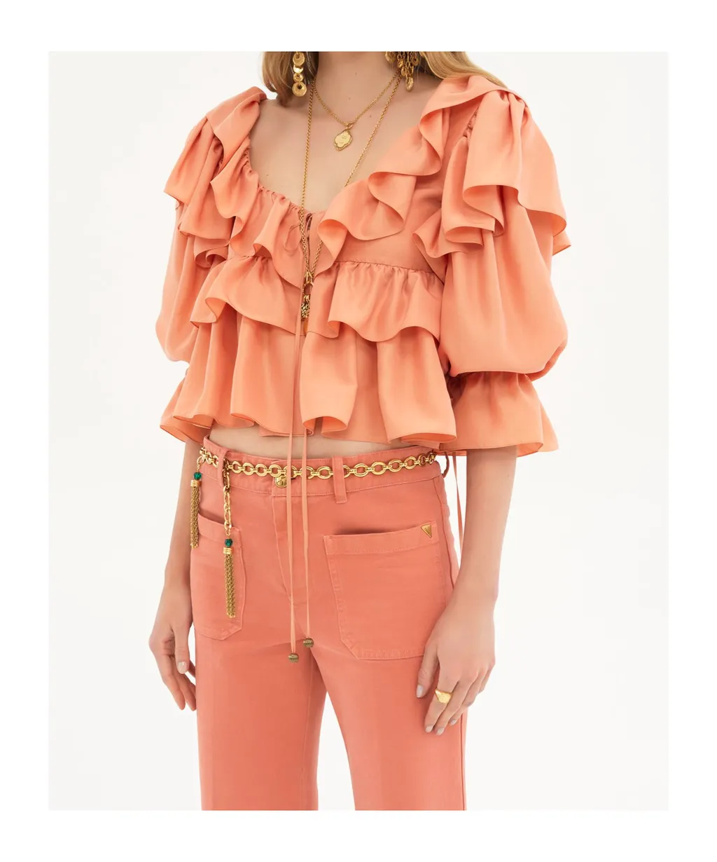 Ruffled Cropped Blouse