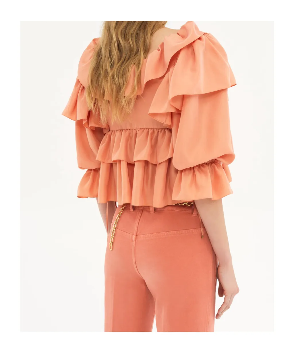 Ruffled Cropped Blouse