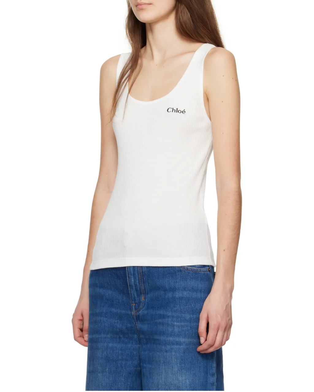 Logo Embroidered Ribbed Tank Top