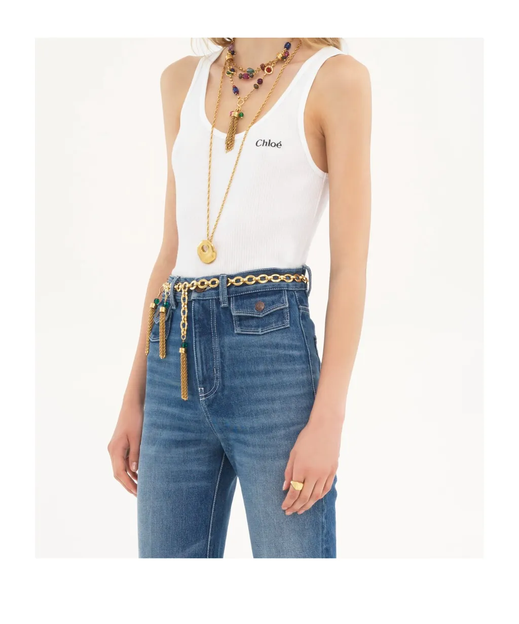 Logo Embroidered Ribbed Tank Top