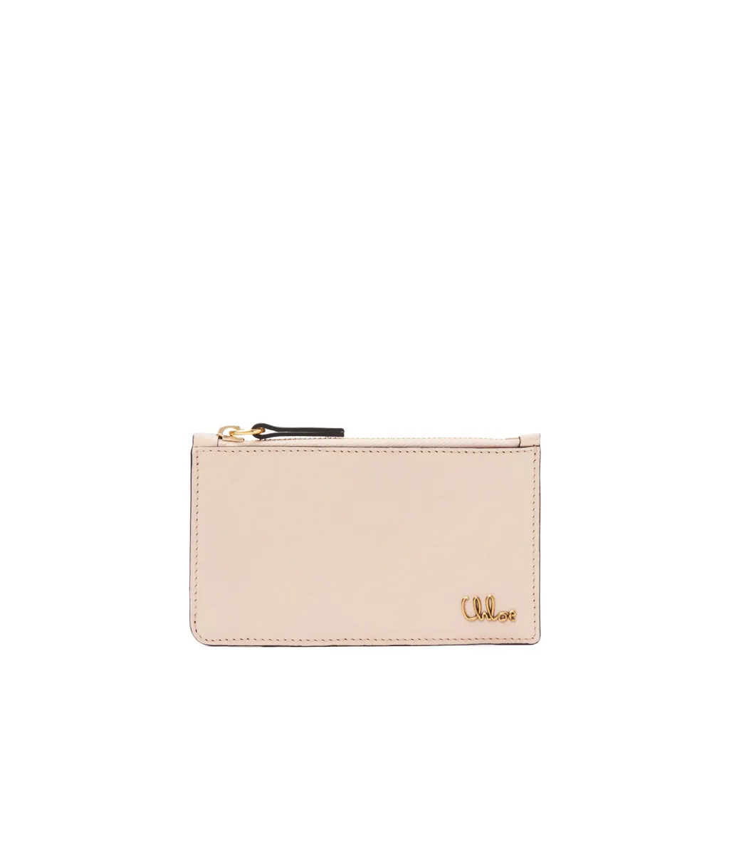 Logo Plaque Zipped Small Card Holder