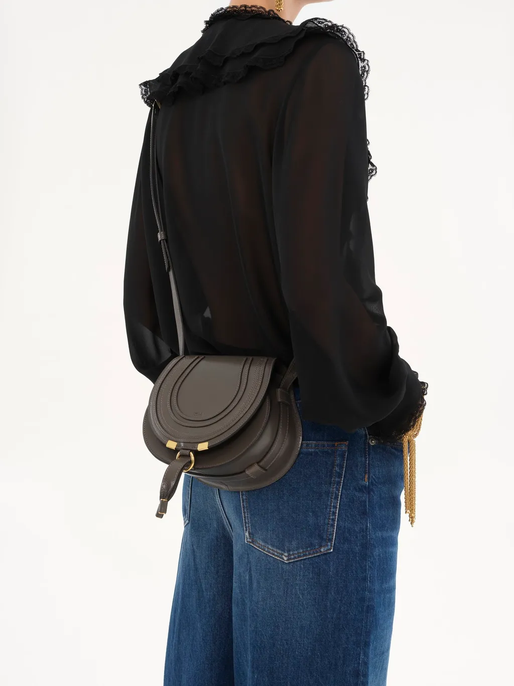 Marcie Logo Embossed Small Crossbody Bag
