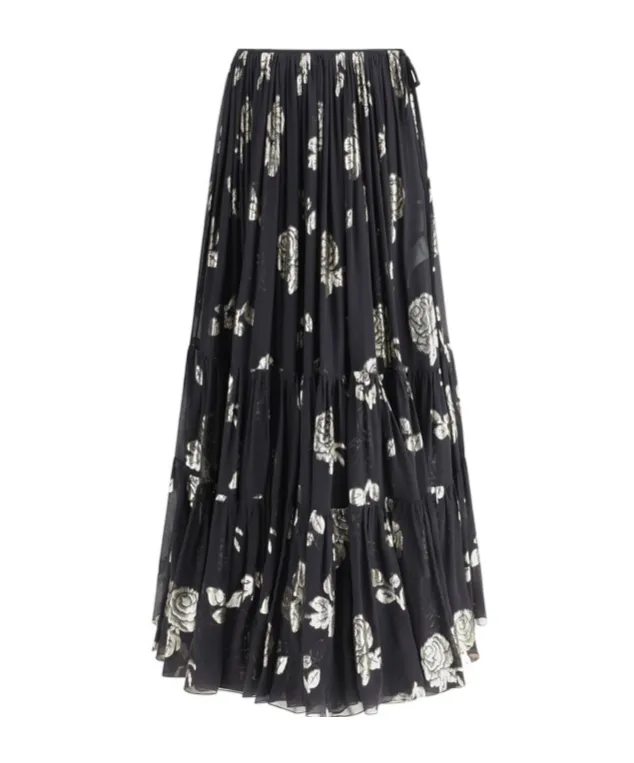 Floral Pattern Midi Skirt