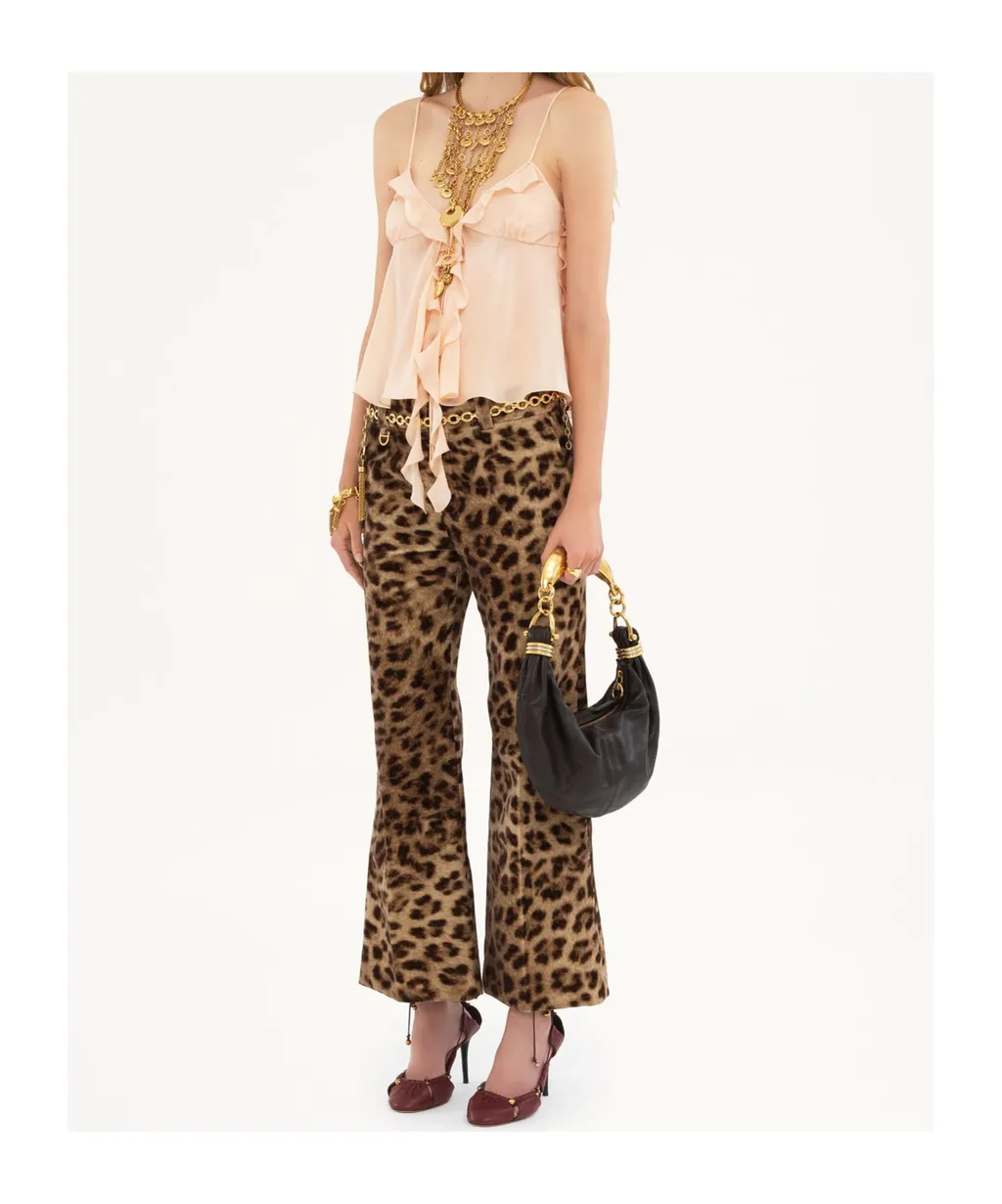Leopard-Print Cropped Pants