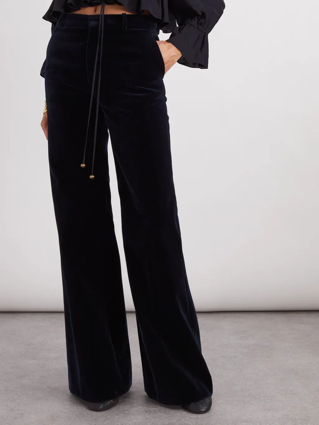 Flared Velvet Tailored Pants