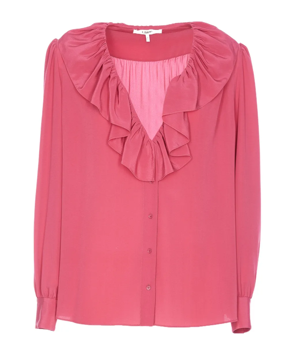 Ruffle Detailed Long-Sleeve Top