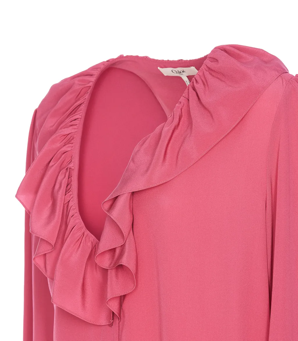 Ruffle Detailed Long-Sleeve Top