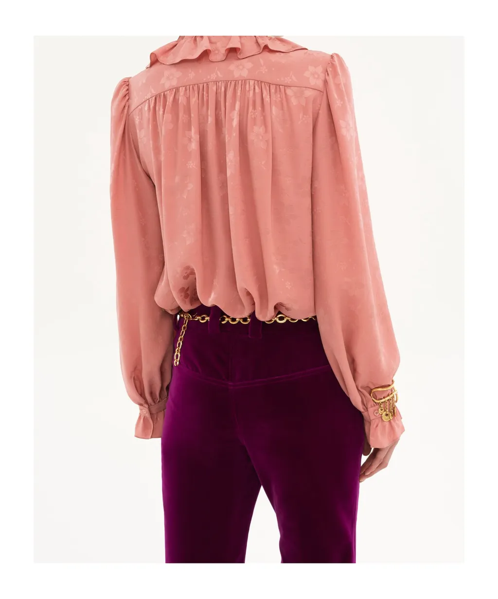 Floral Print Tie-Neck Blouse