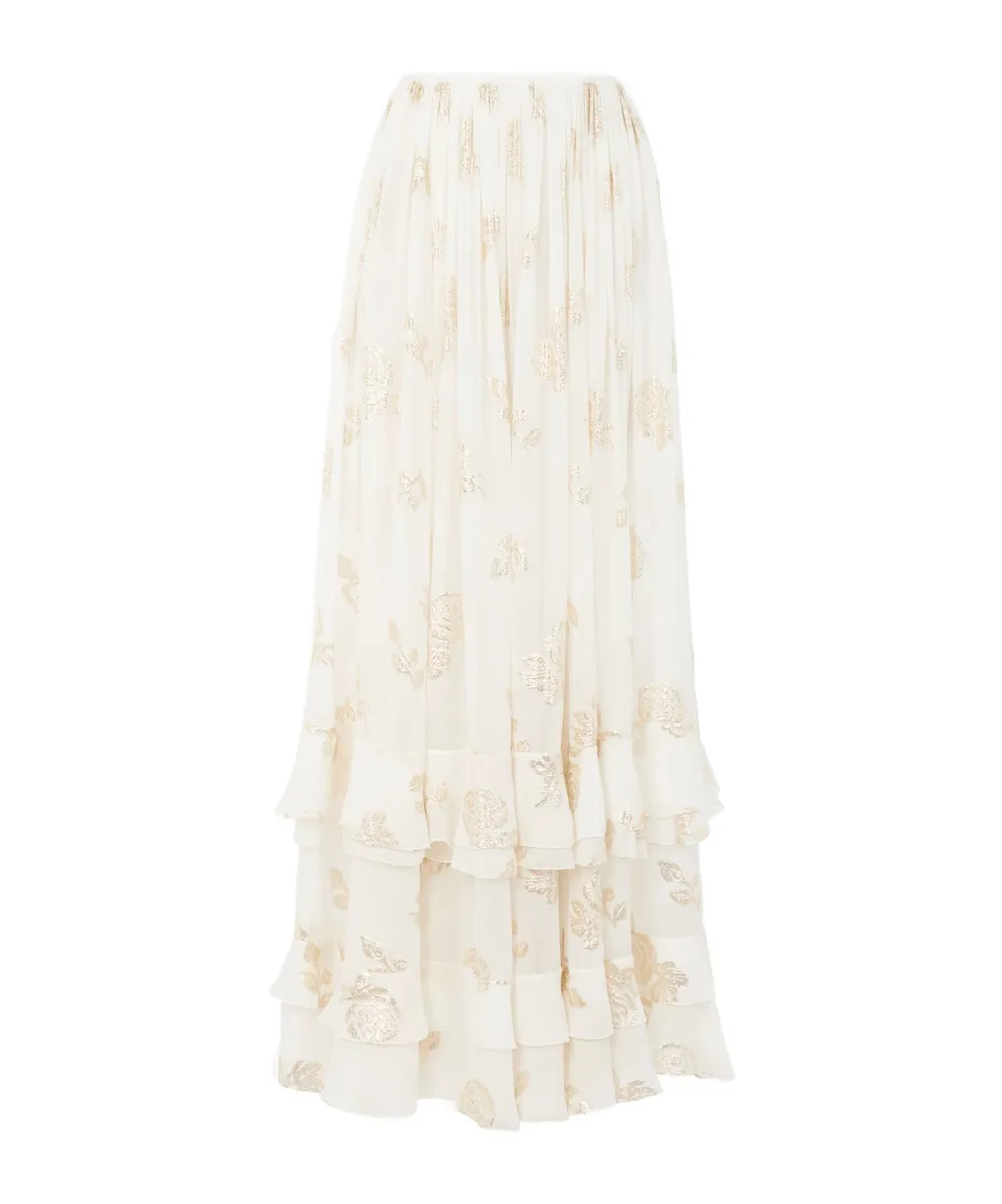 Jacquarded Lurex Maxi Skirt