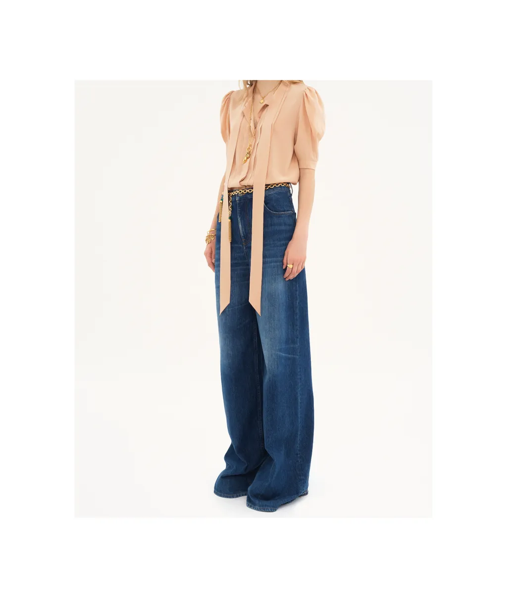 Tied-Neck Puff Sleeved Blouse