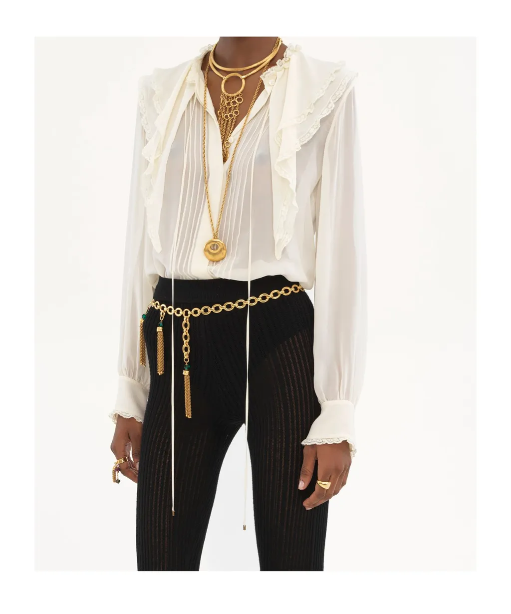 Ruffled Silk Blouse