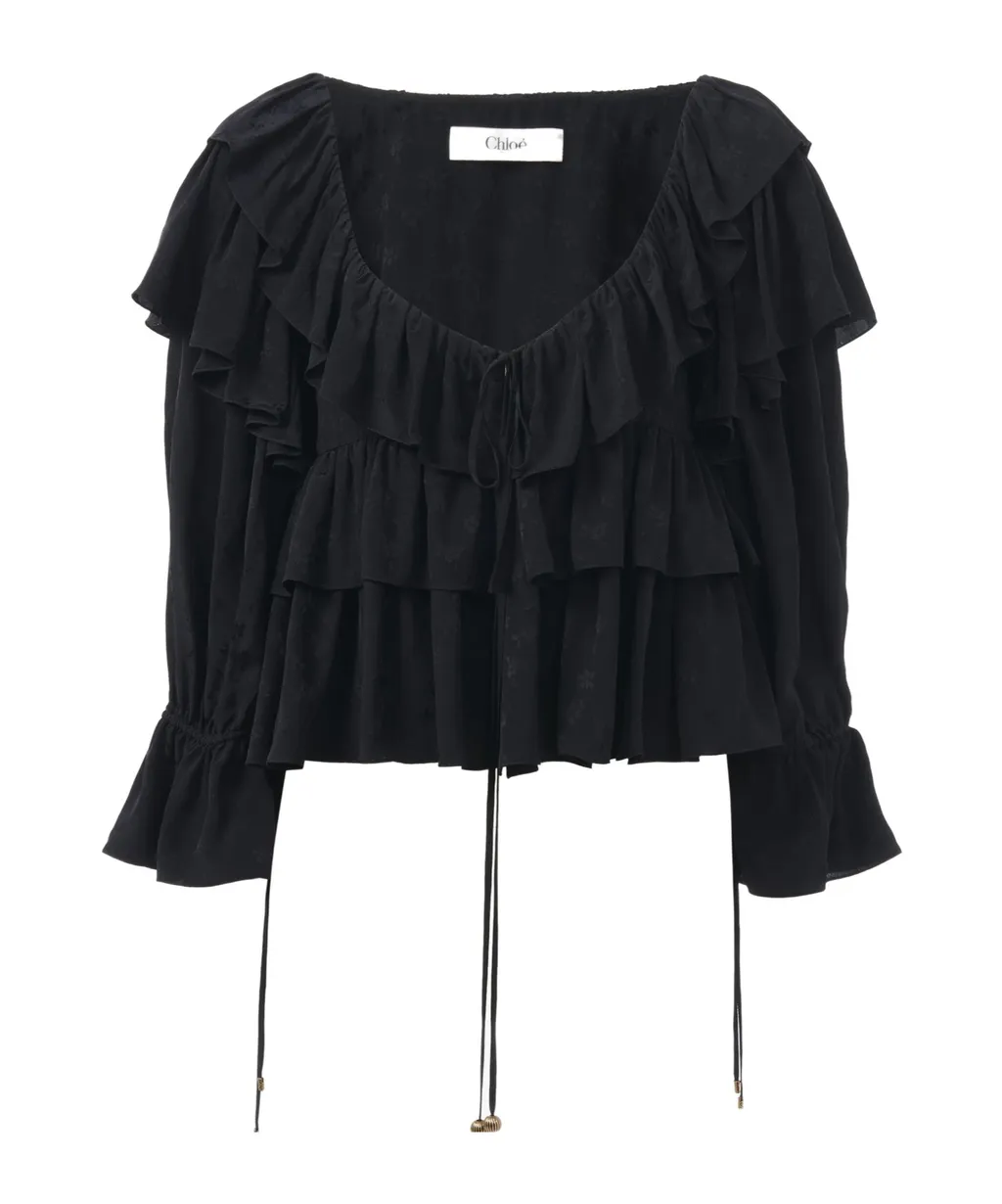 Ruffled Cropped Blouse
