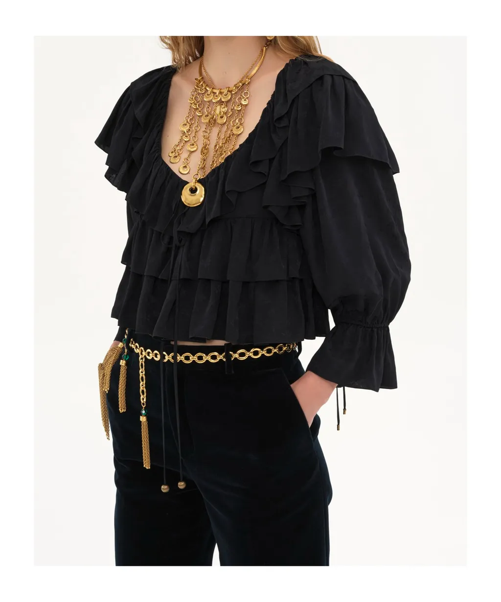 Ruffled Cropped Blouse