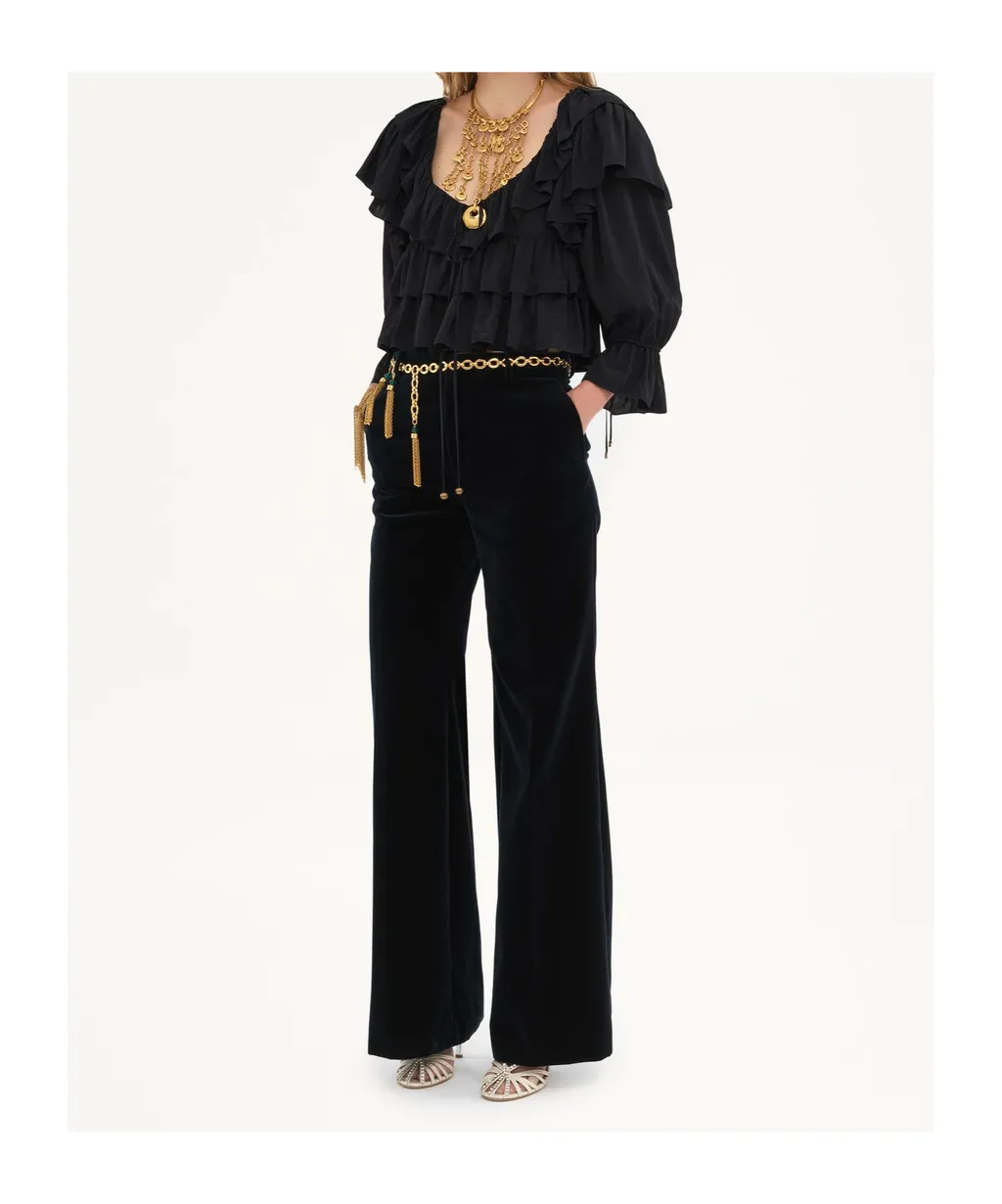 Ruffled Cropped Blouse