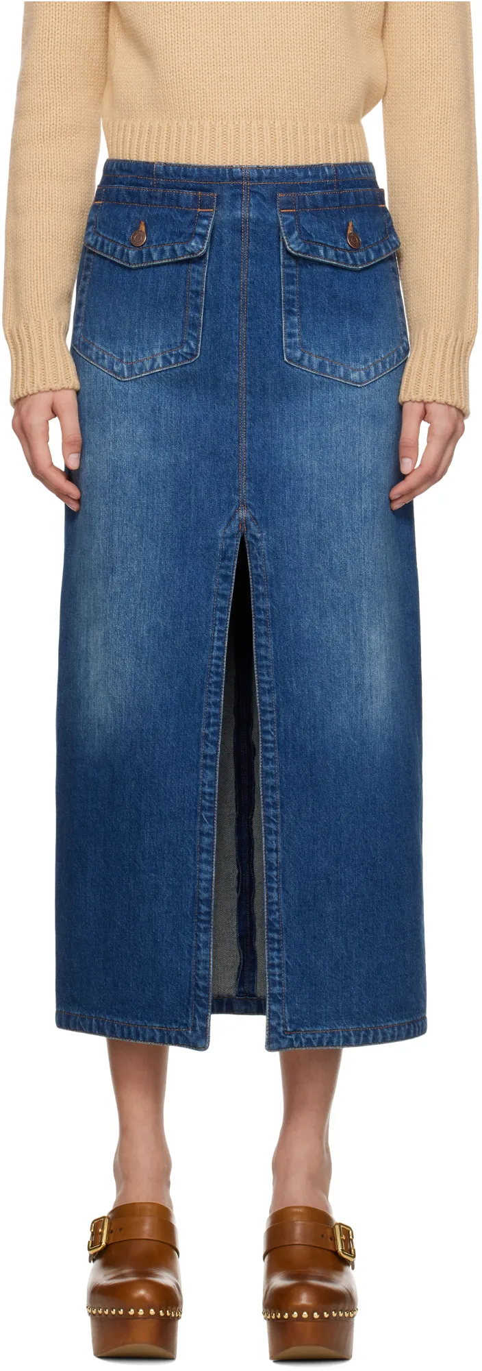 Denim Midi Skirt