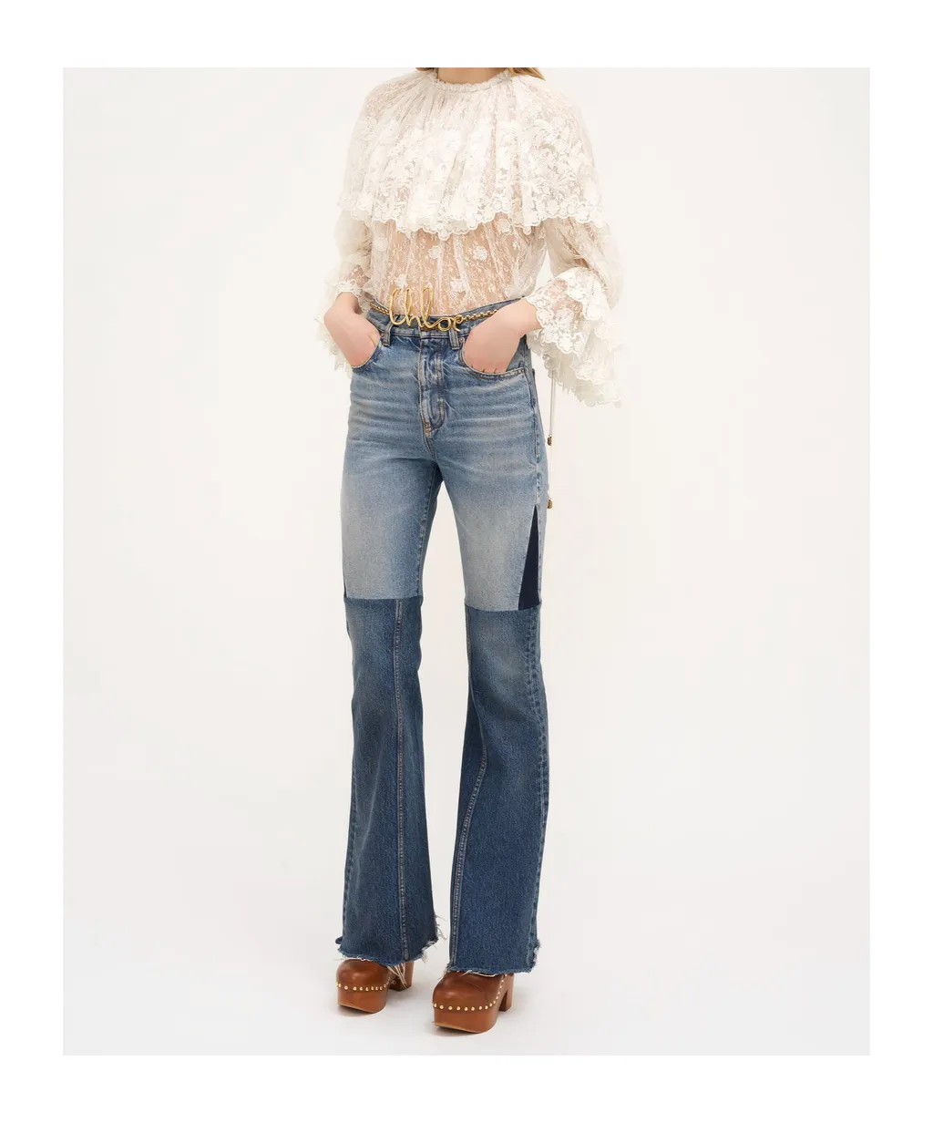 Patchwork Frayed Edge Jeans