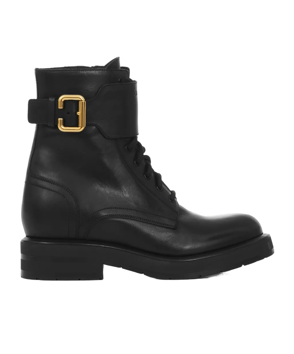 Buckle Detailed Lace-Up Boots