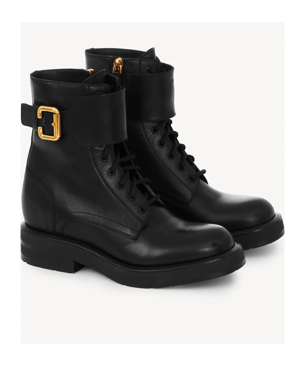 Buckle Detailed Lace-Up Boots