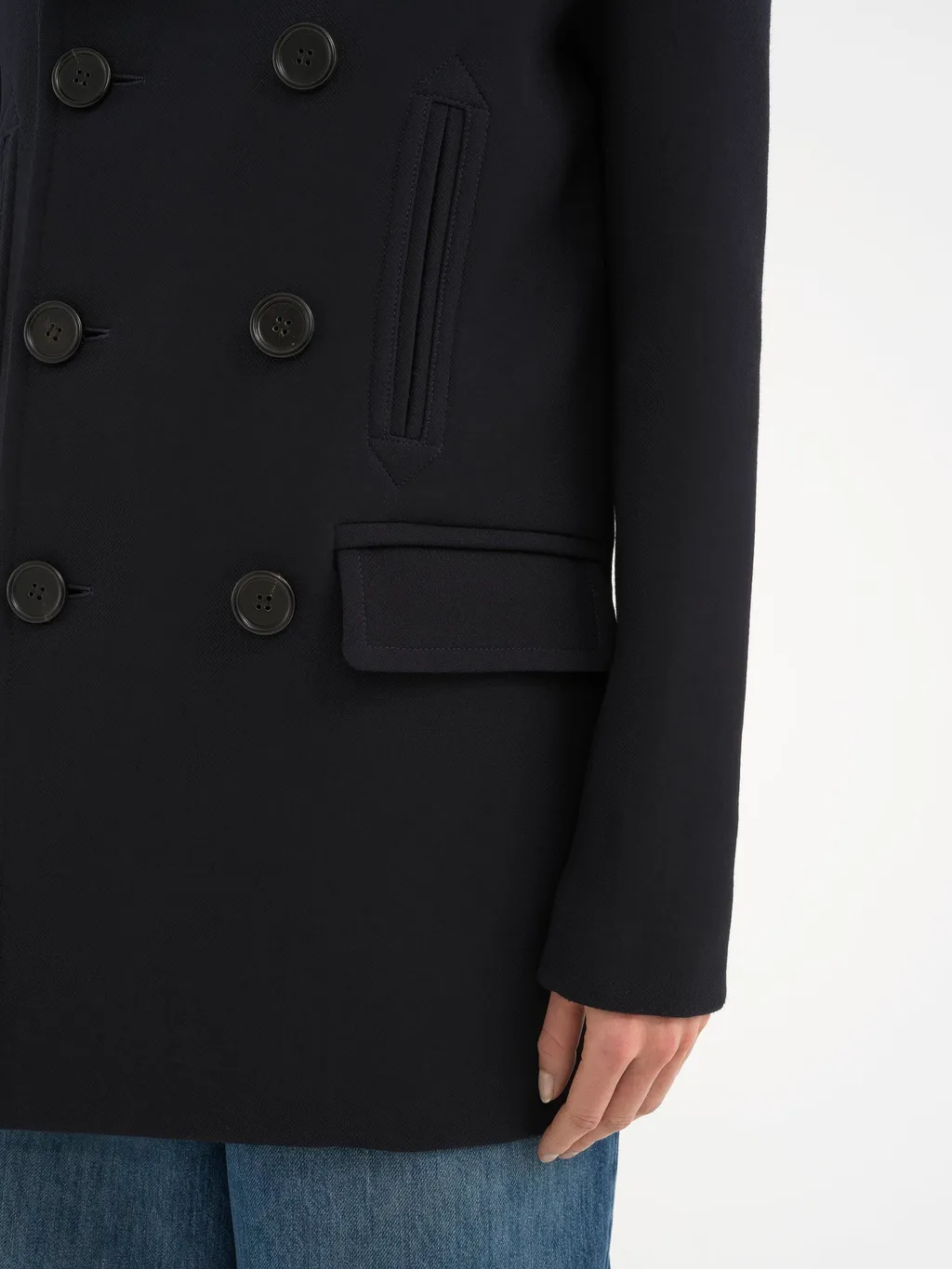 Double Breasted Creped Pea Coat