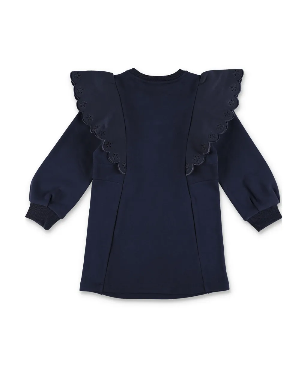 Ruffled Detail Crewneck Sweatshirt Dress