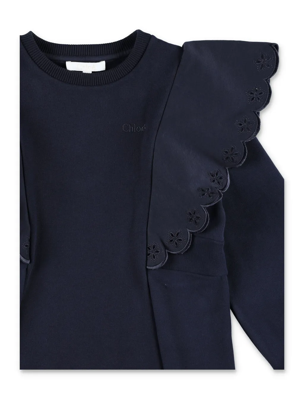 Ruffled Detail Crewneck Sweatshirt Dress