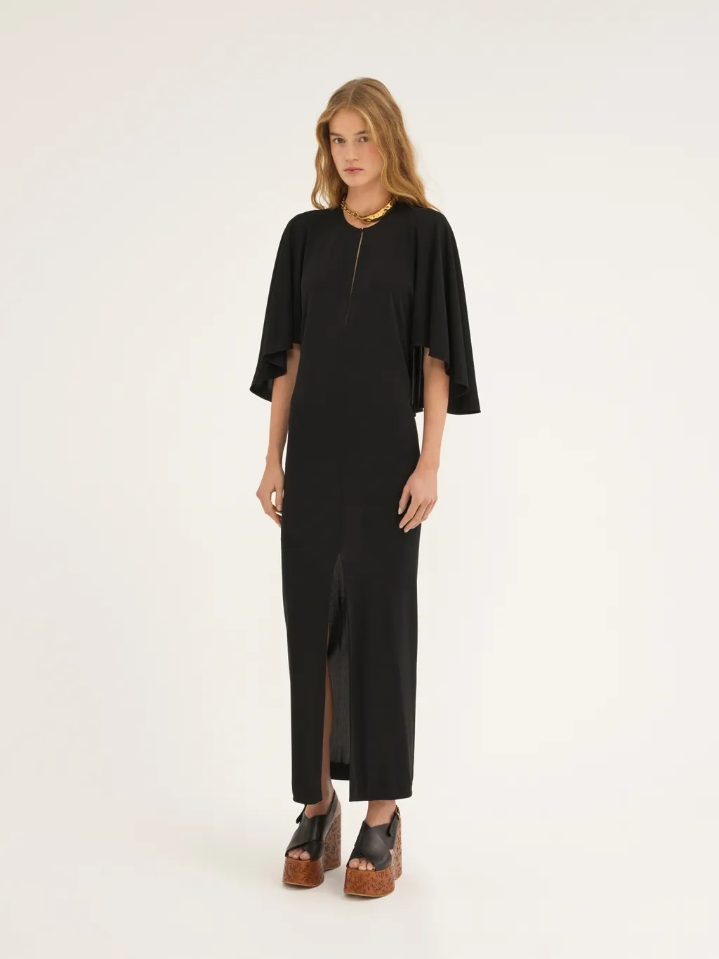 Cape-Design Crepe Dress