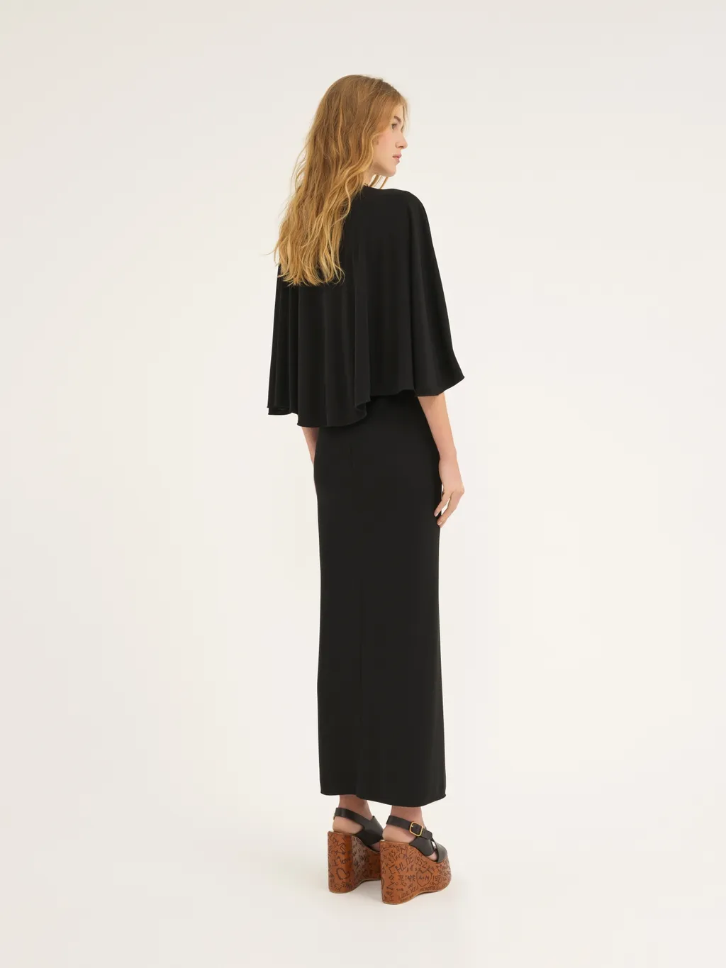 Cape-Design Crepe Dress