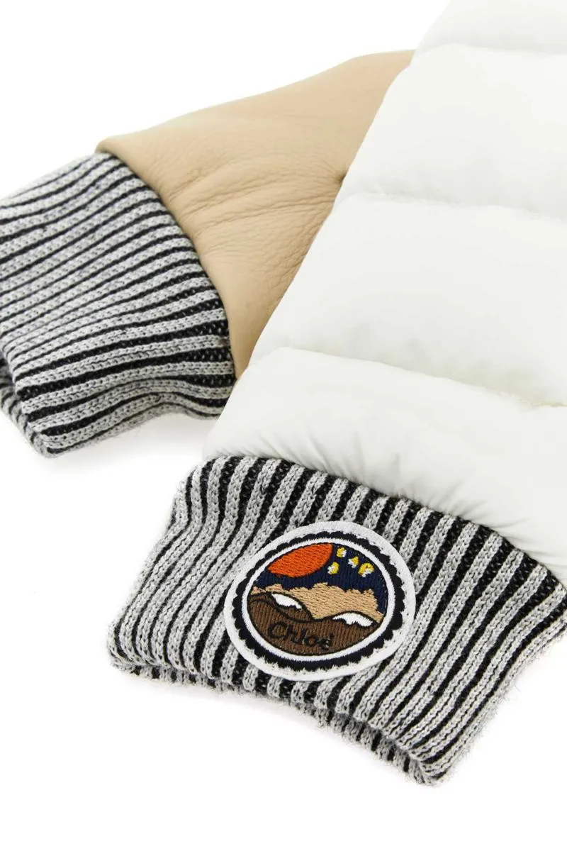 Logo Patch Padded Mittens