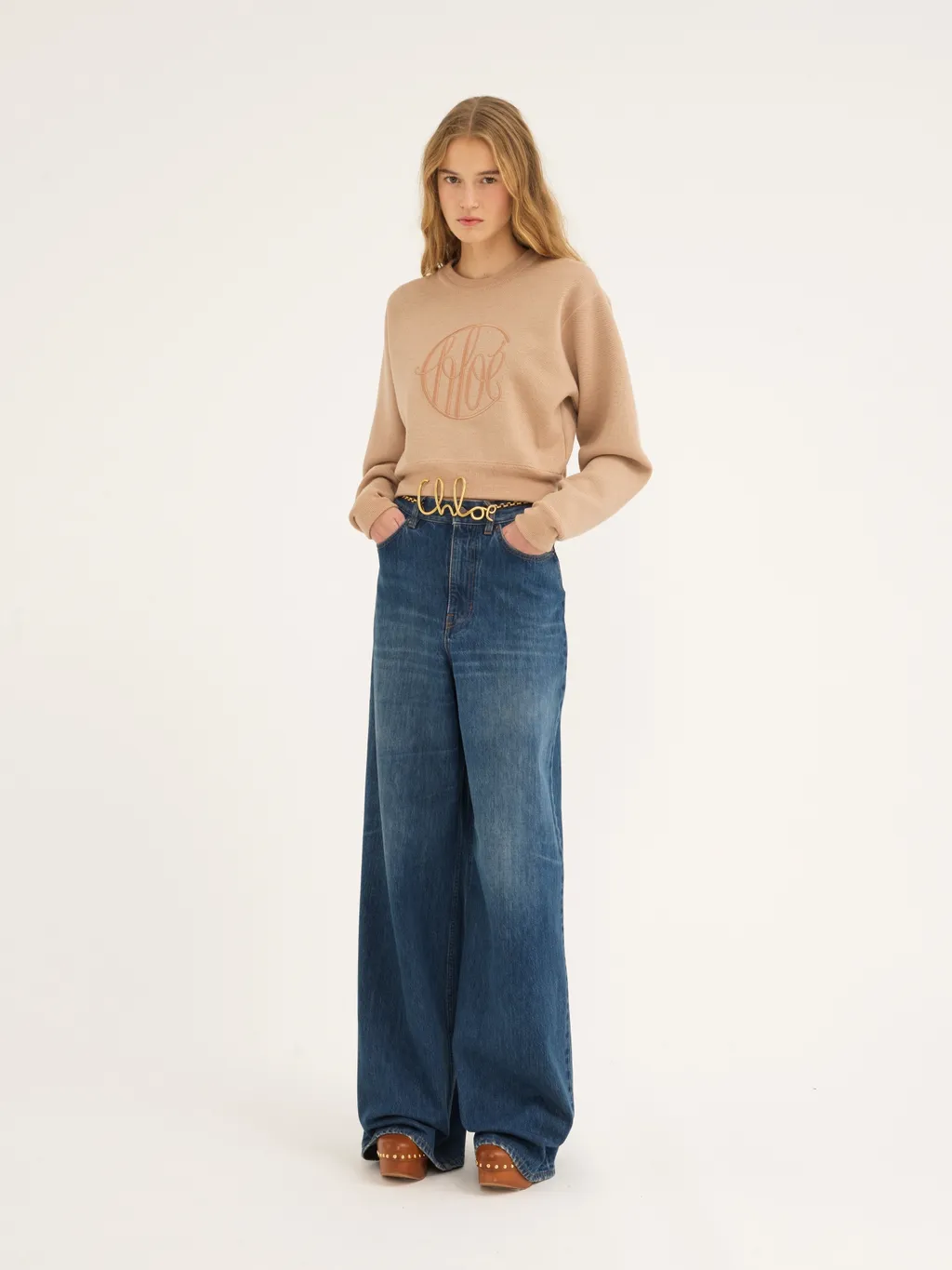 Logo Embroidered Knit Cropped Jumper