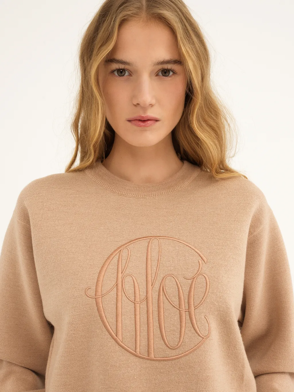Logo Embroidered Knit Cropped Jumper