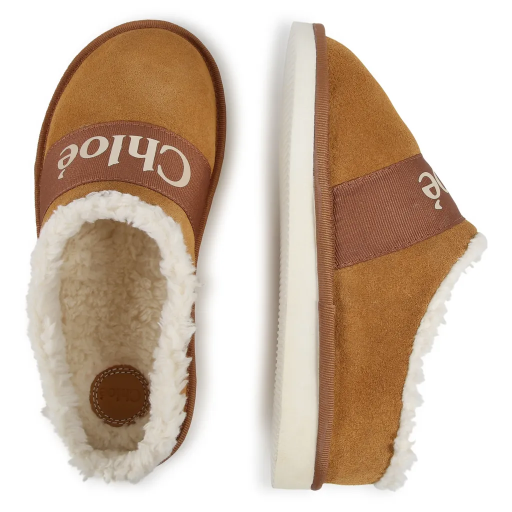 Logo Printed Strap Round Toe Slippers