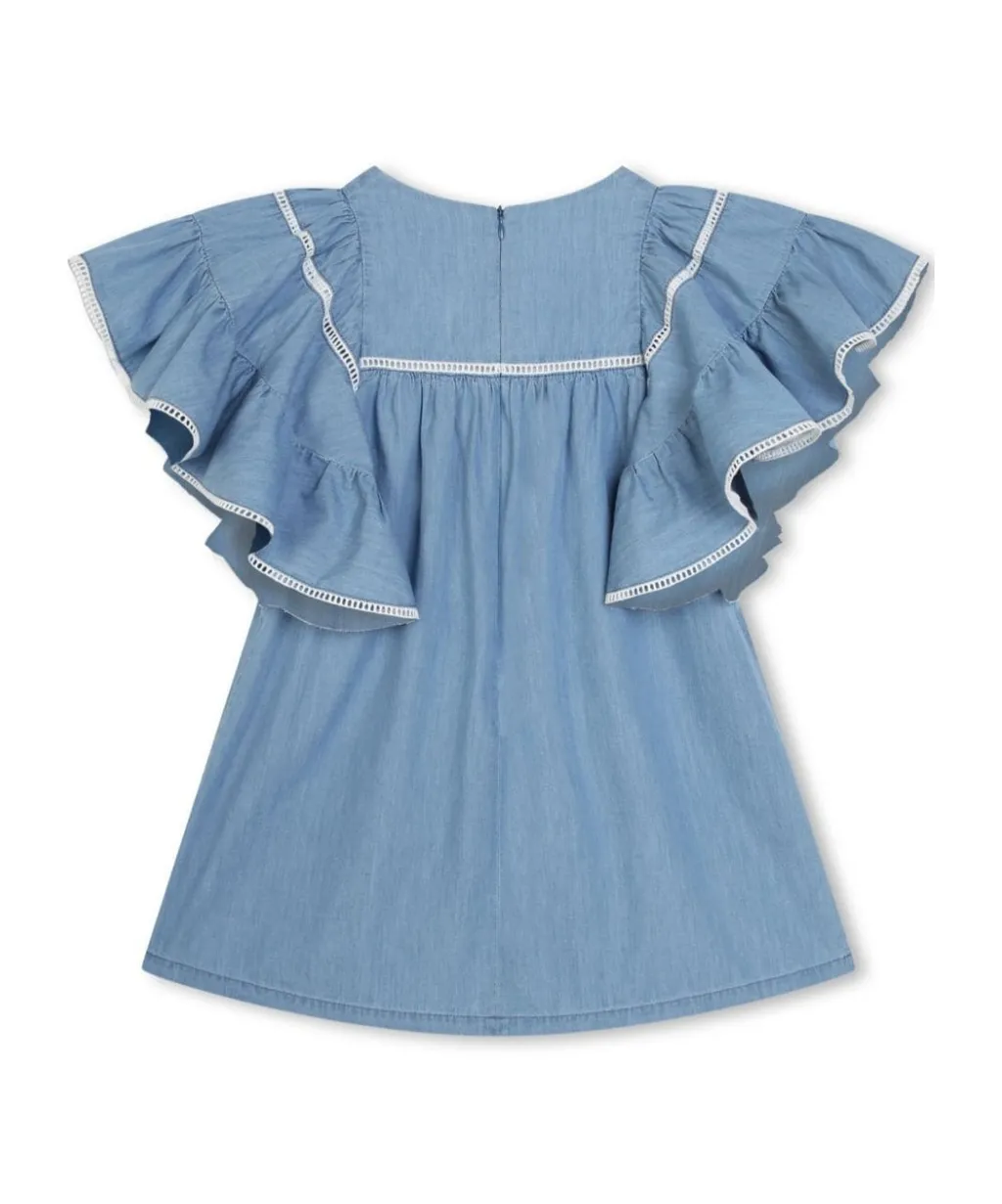 Ruffle-Detailed Crewneck Dress