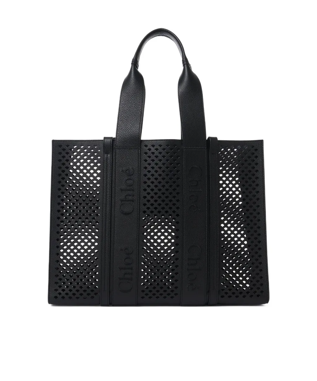 Woody Cut-Out Detailing Leather Tote Bag