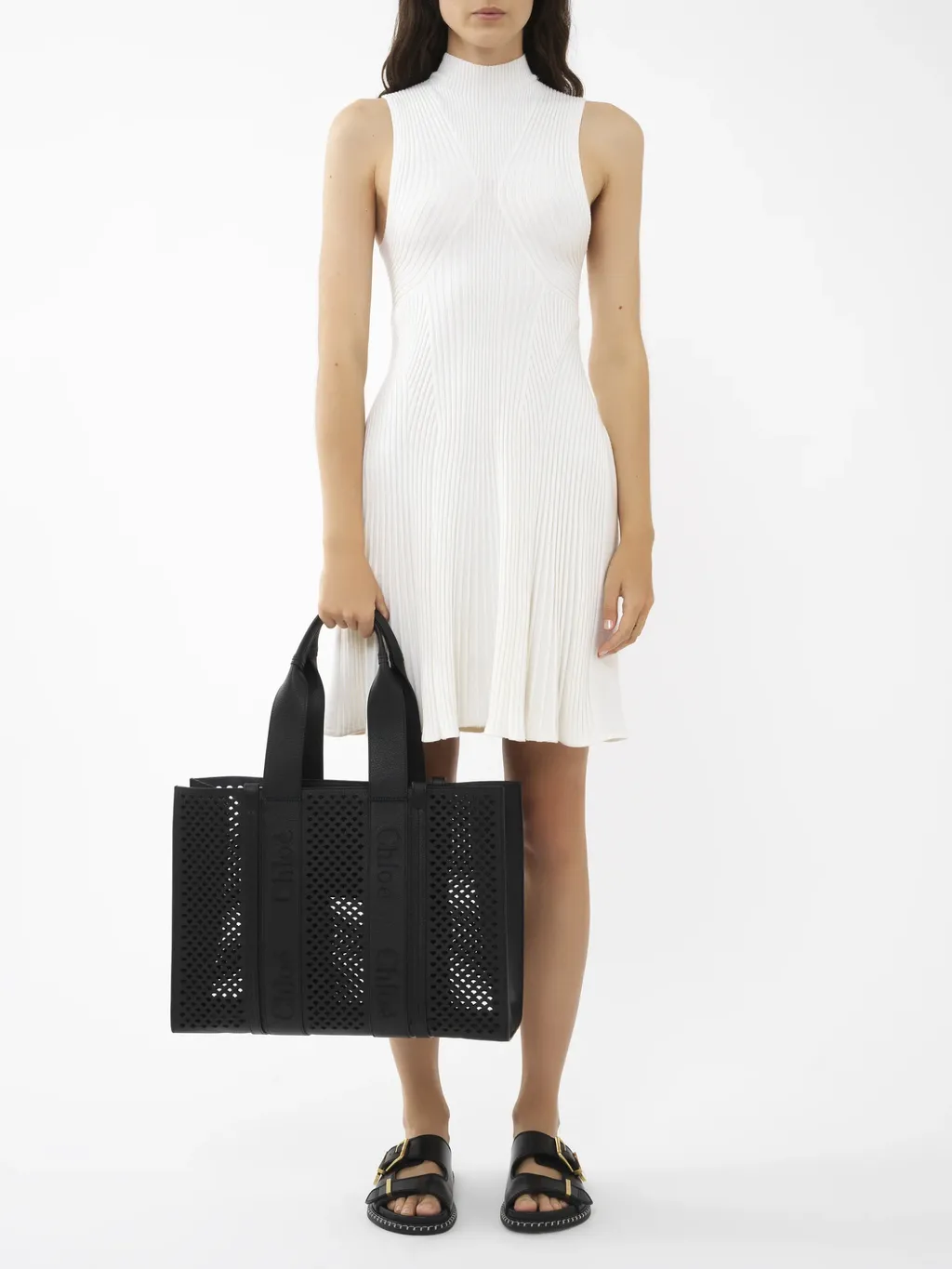 Woody Cut-Out Detailing Leather Tote Bag