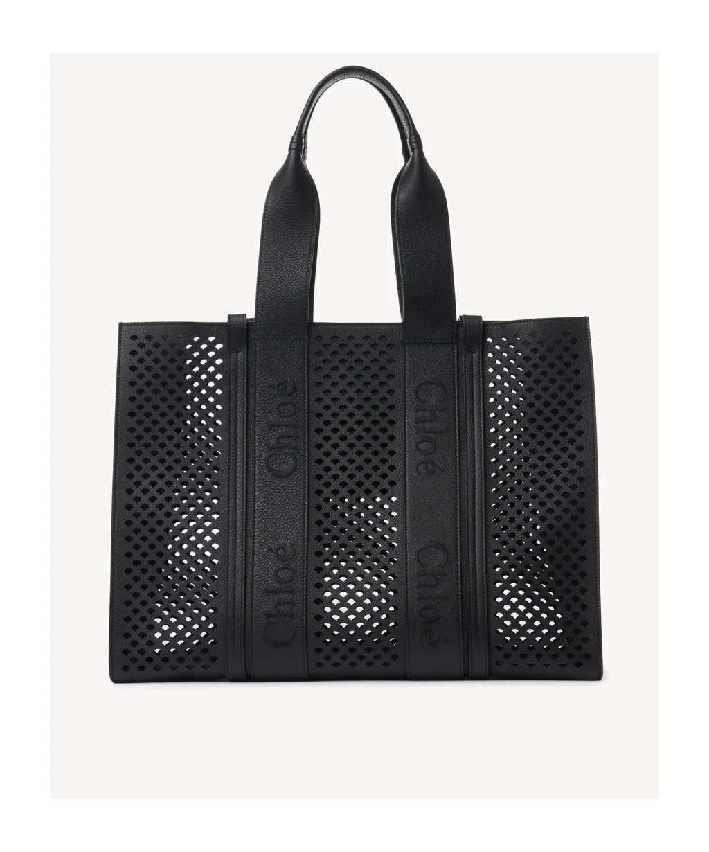Woody Cut-Out Detailing Leather Tote Bag