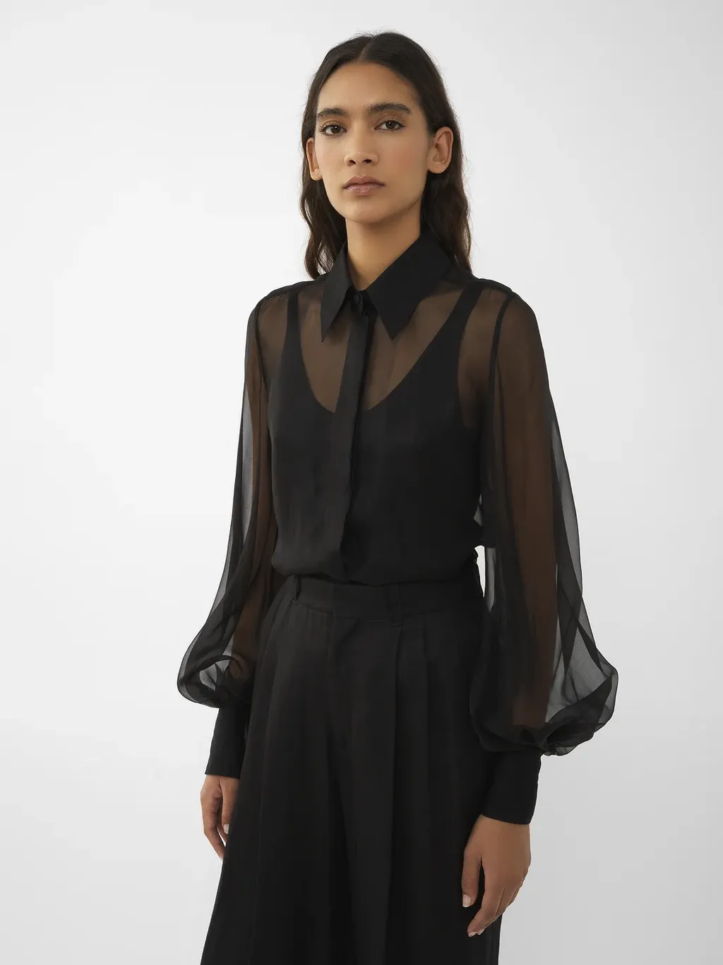 Long Sleeve Shirt With Pleated Sleeves
