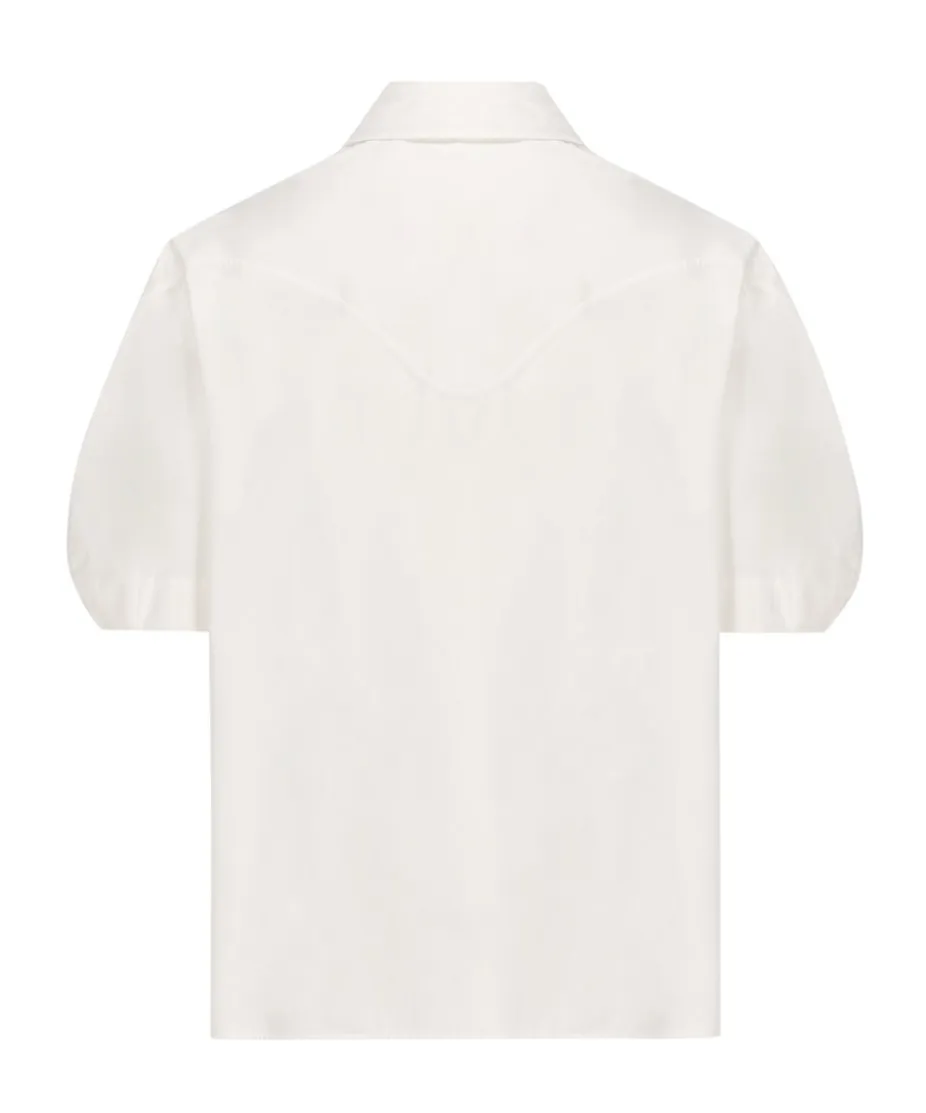 Embroidered Balloon-Sleeved Shirt