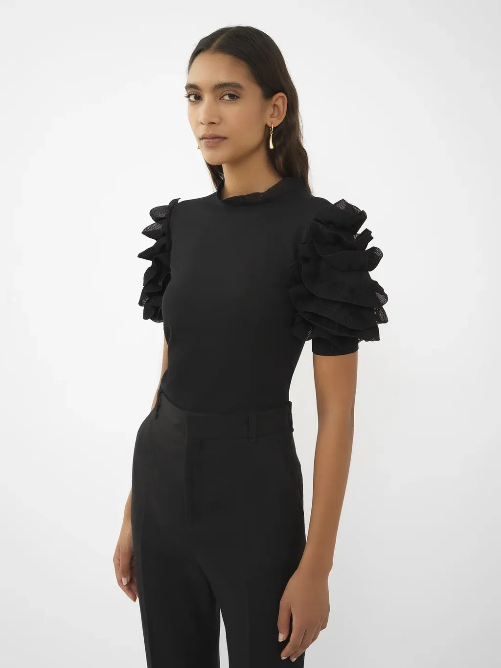 Short-Sleeved Ruffled T-Shirt