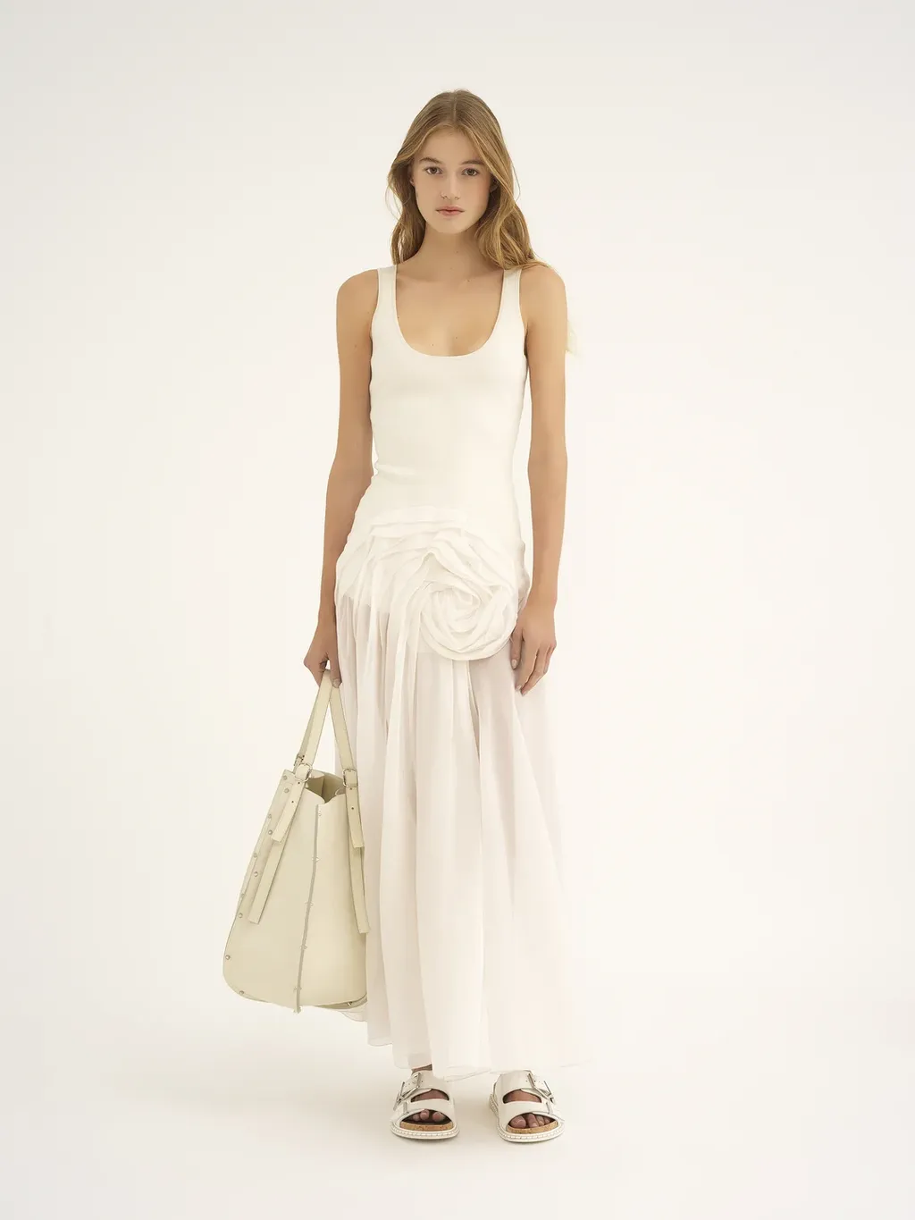 Floral-Appliqué Maxi Dress